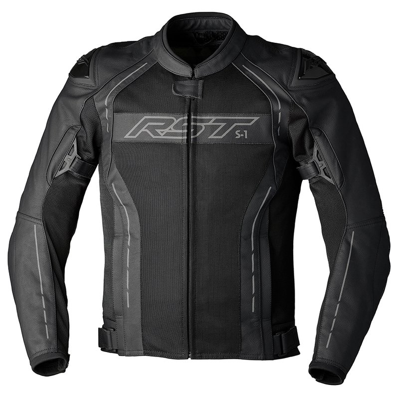 RST S-1 Mesh Leder-Jacke Herren Schwarz Größe: S