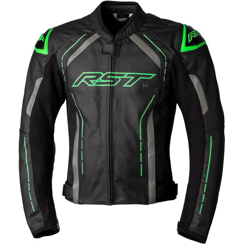 RST S1 CE Lederjacke Schwarz/Grau/Neon Grün Größe: M