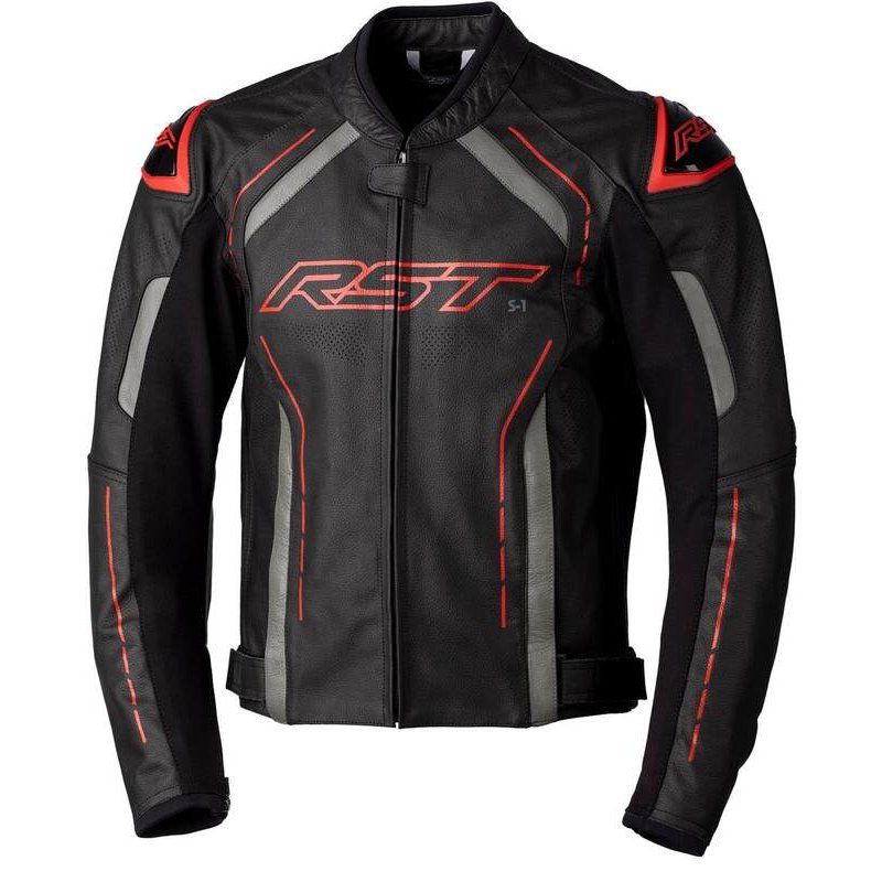 RST S1 CE Lederjacke Schwarz/Grau/Rot Größe: M