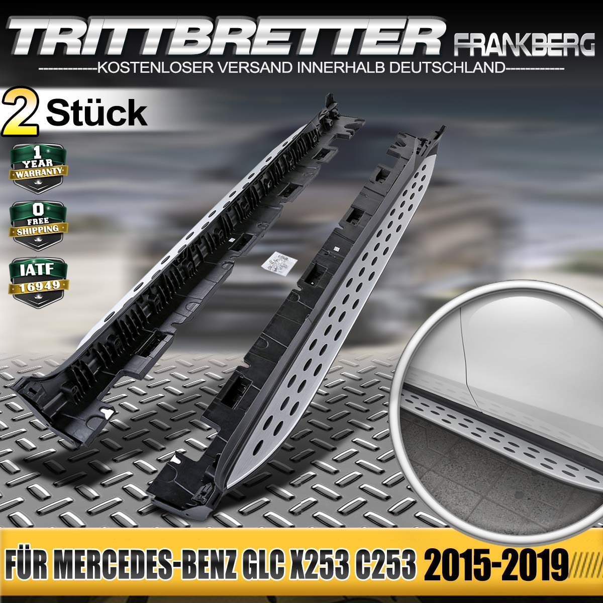 Set Aluminium Trittbretter Einstiegsleiste Schweller für GLC X253 C253 2015-2019 von Frankberg