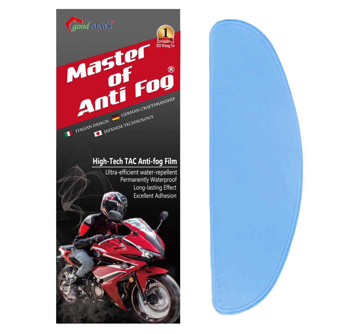 XII WY Universal-Motorradhelm-Schild, Anti-Fog-Folie, UV400, polarisiert, blau Farbe, Visierlinseneinsatz, beschlagfest,9.5cm X 25cm von XII WANG YE