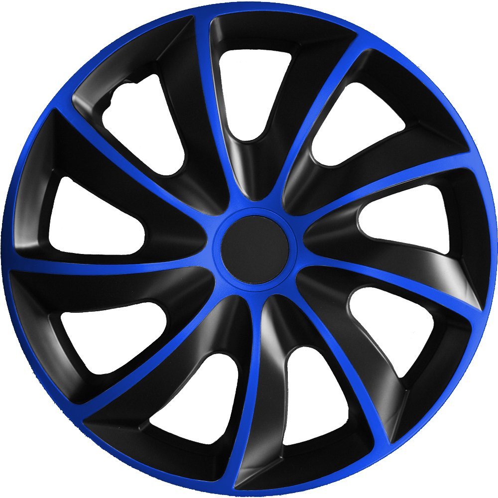 (verschiedene Größen) 15 Zoll Radkappe/Radzierblende 1 Stück Quad Bicolor (Schwarz-Blau) passend für fast alle Fahrzeugtypen – universal von Autoteppich Stylers
