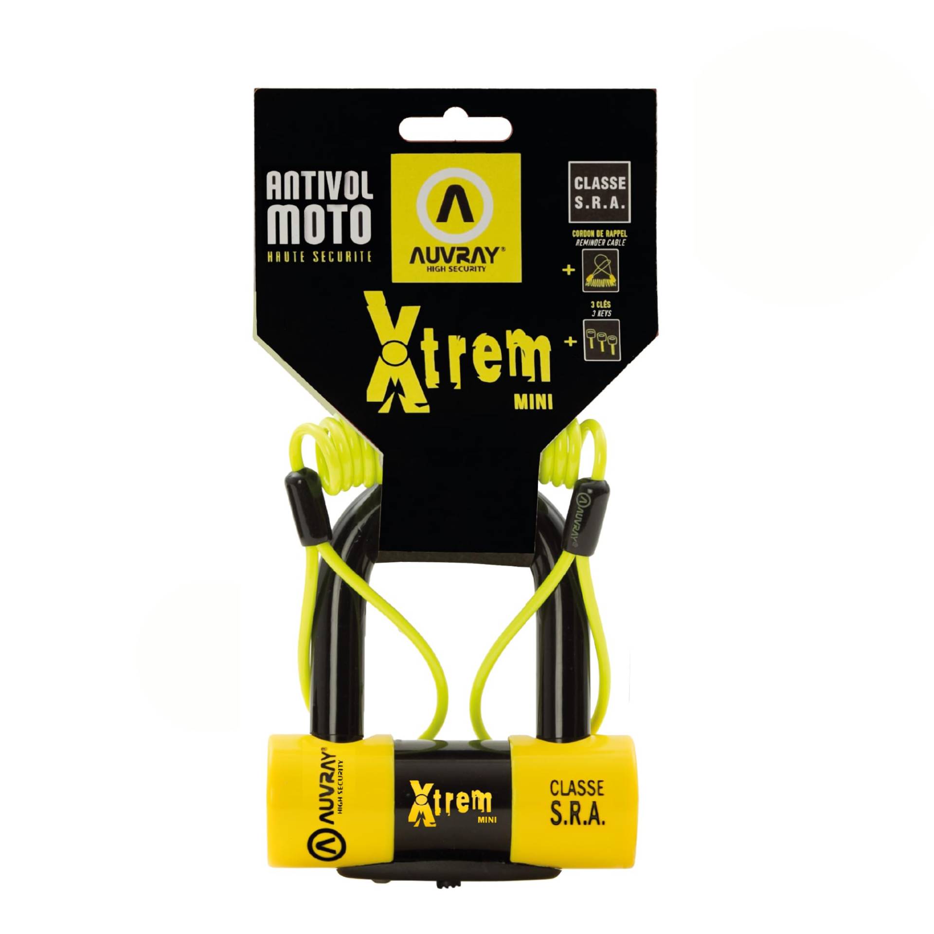 AUVRAY Scheibenschloss für Diebstahlsicherung, Xtrem Mini SRA 16 mm 3 Schlüssel + Schnur von Auvray