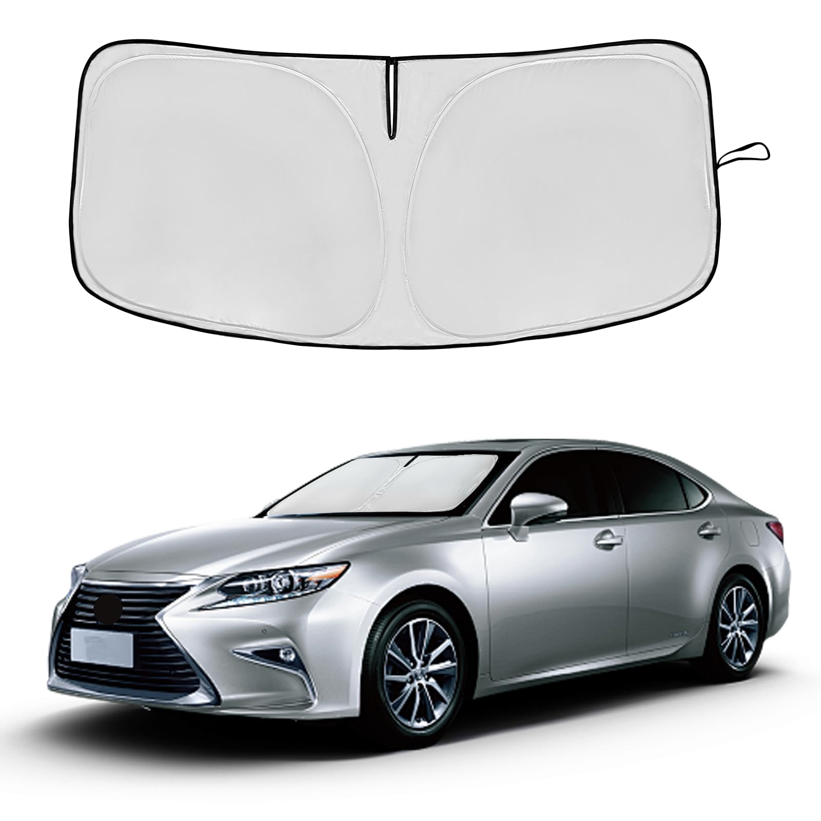 Windschutzscheiben-Sonnenschutz für Lexus ES 2019–2024, doppellagig, 240T, Frontscheibe, passgenau, Sonnenblende, faltbarer Schatten, blockiert UV-Strahlen, Sommer-Must-Have-Autozubehör von AuyNeas