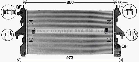 Kühler, Motorkühlung AVA CN2321 von Ava