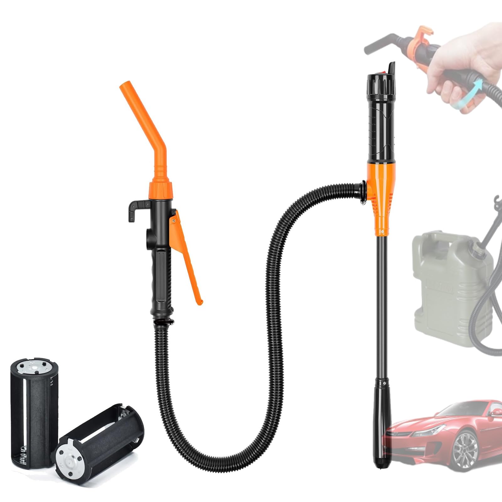 Tragbare Batteriepumpe Von Ancientflow, 3 Fuß Schlauch-Tragbare Batteriebetriebene Benzinpumpe, Benzinkanisterpumpe Batteriebetrieben, Hand-Kraftstofftransferpumpe, Einfach Zu Bedienen (Orange) von Avanise