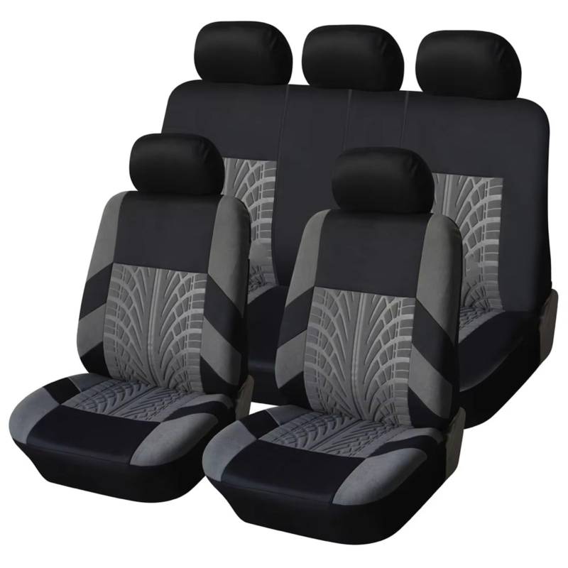 Autositzbezüge Autositzbezüge-Set Universell Passend Für Die Meisten Autos Bezüge Mit Reifenspur-Detail-Styling Autositzschutz Sitzbezüge Auto(S Gray Full Set) von Avfpra