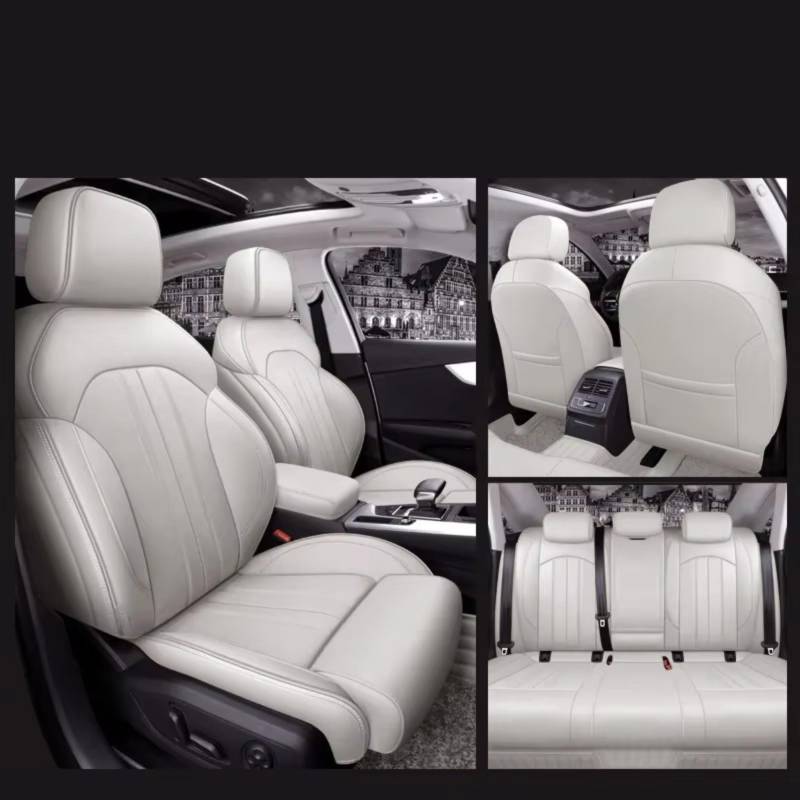 Autositzbezüge Für A4 A6 A3 Q5 Q7 TT A7 Q3 Autositzbezüge Kompletter Satz Mittelperforiert Echtes Leder Sitzbezüge Auto(B Ivory White) von Avfpra