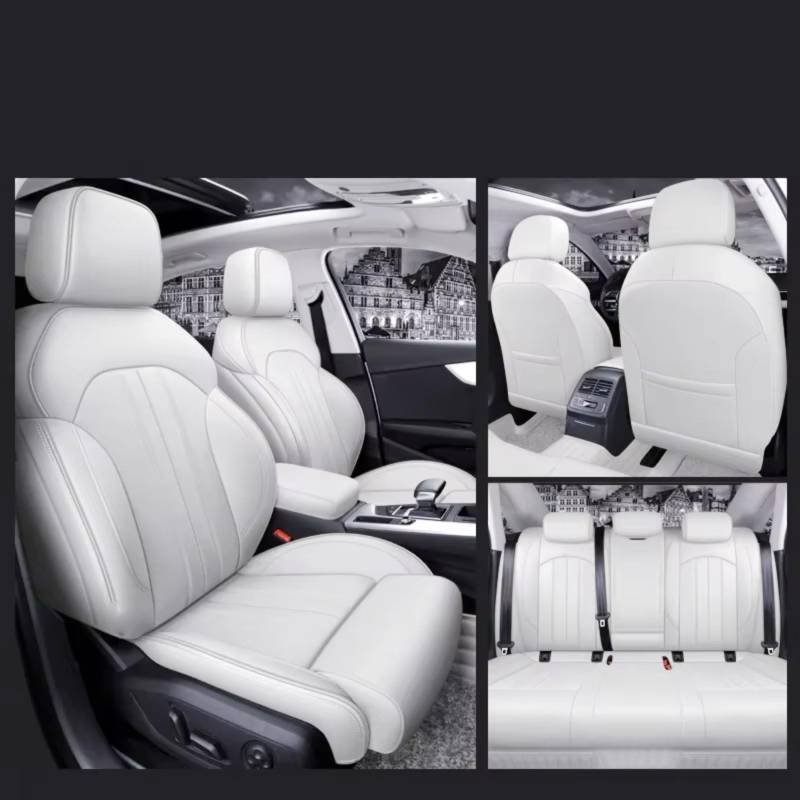 Autositzbezüge Für A4 A6 A3 Q5 Q7 TT A7 Q3 Autositzbezüge Kompletter Satz Mittelperforiert Echtes Leder Sitzbezüge Auto(F Pure White) von Avfpra