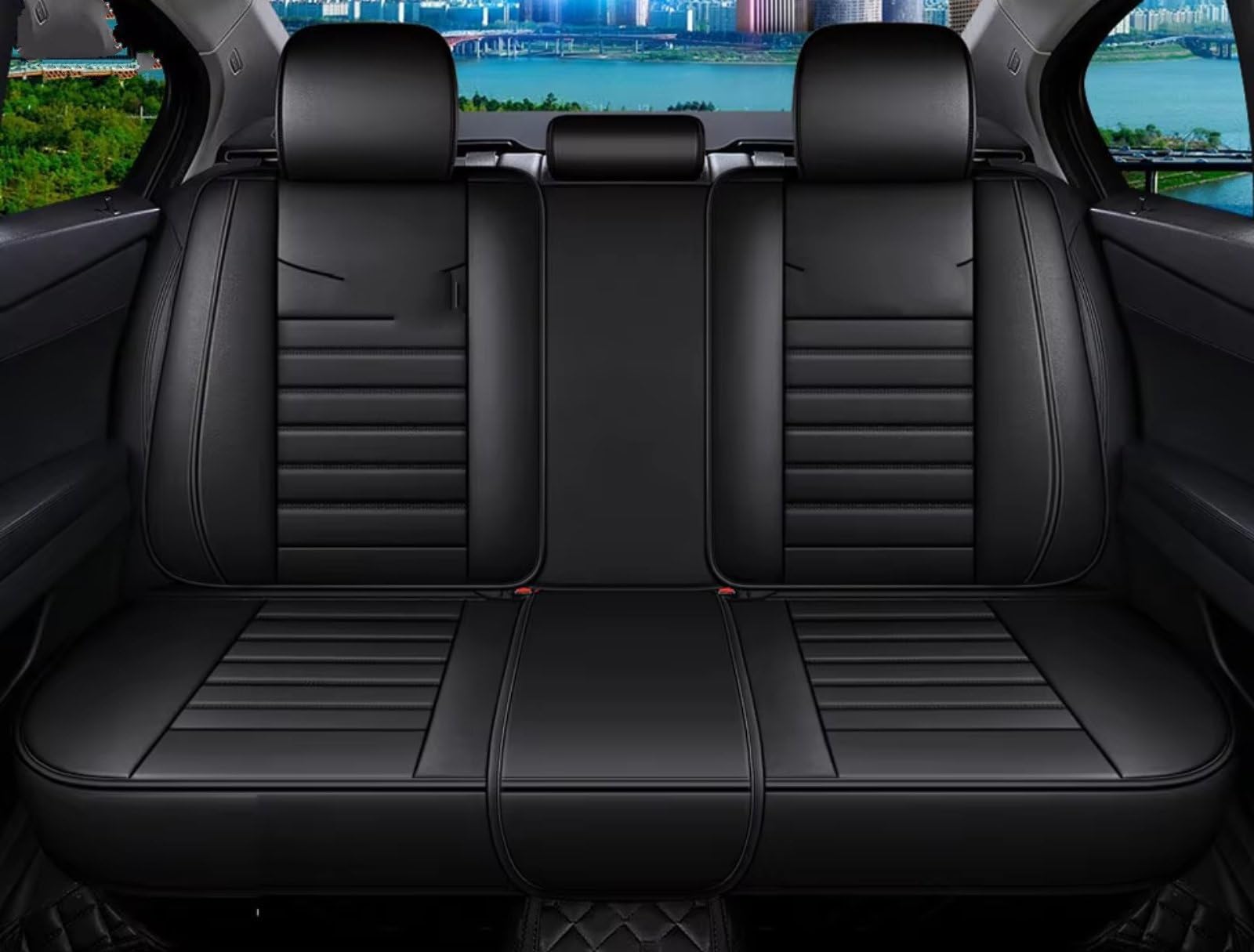 Autositzbezüge Für A4 B8 B6 B7 Für Avant A3 8P A5 Sportback Q2 Q3 A7 Q7 4L 100 C4 A6 4F C7 C5 Leder Autositzbezüge Sitzbezüge Auto(T for Rear Seats) von Avfpra