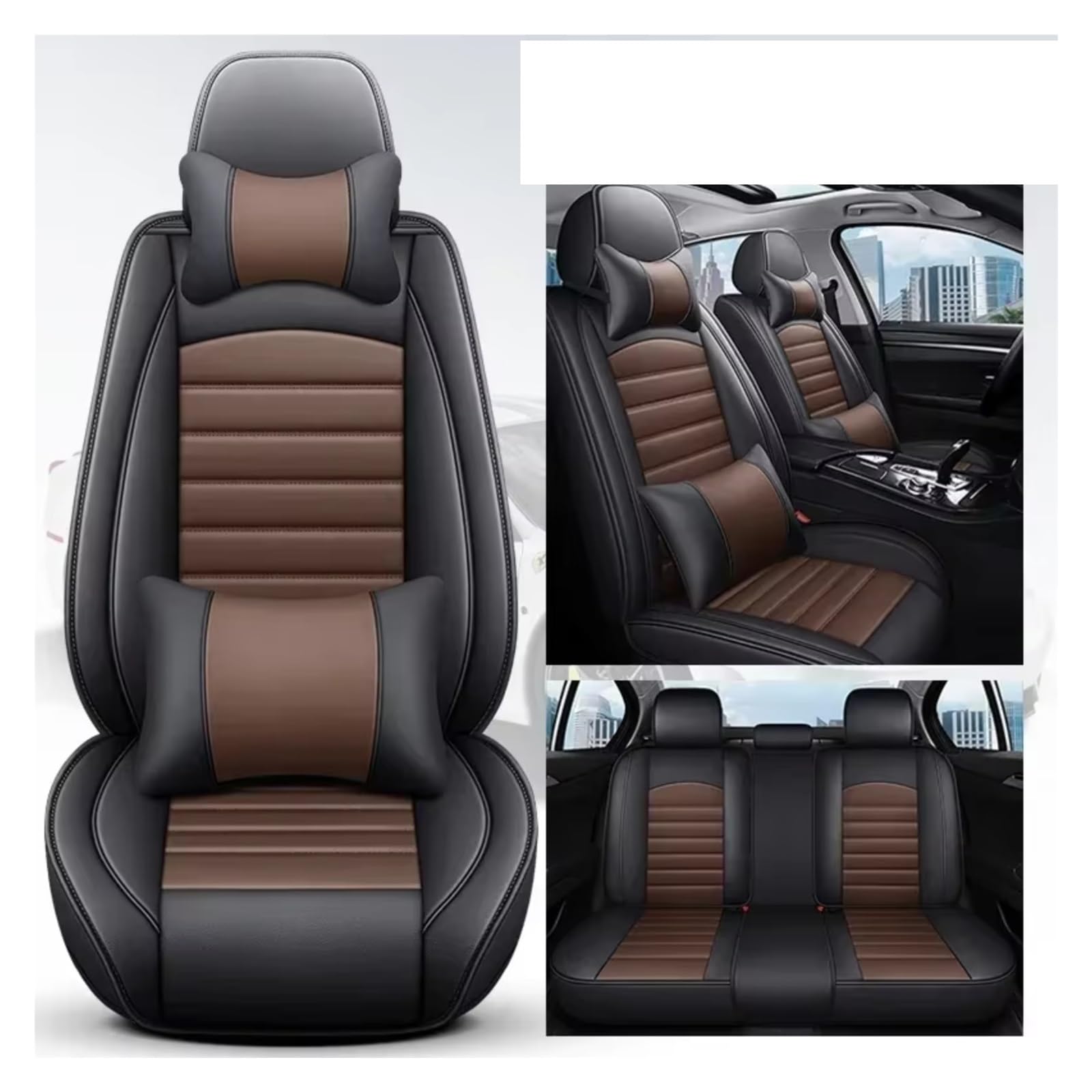 Autositzbezüge Für Benz Alle Automodelle E-KLASSE W210 W212 W213 C207 C238 Autozubehör Vollständige Abdeckung Autositzbezug Sitzbezüge Auto(K Black Coffee Pillow) von Avfpra