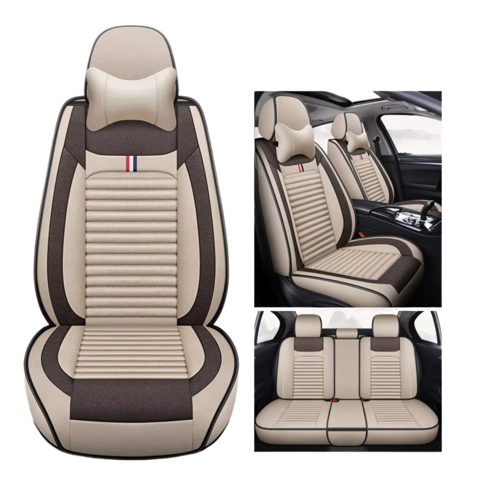 Autositzbezüge Für Buick GL6 Für Excelle Für Enclave Für Null Für VELITE Für Envision Für Encore Für Lacrosse Autositzbezug Sitzbezüge Auto(M Beige Pillow) von Avfpra