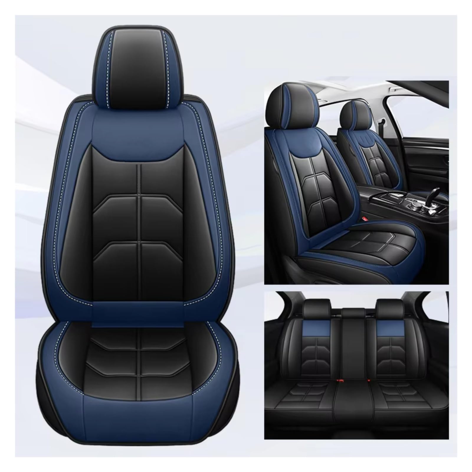 Autositzbezüge Für Chevrolet Für Cruze Für Blazer Für Captiva Für Camaro Für Aveo Für Malibu Für Equinox Auto Sitz Abdeckung Sitzbezüge Auto(F Black Blue 5 Seat) von Avfpra