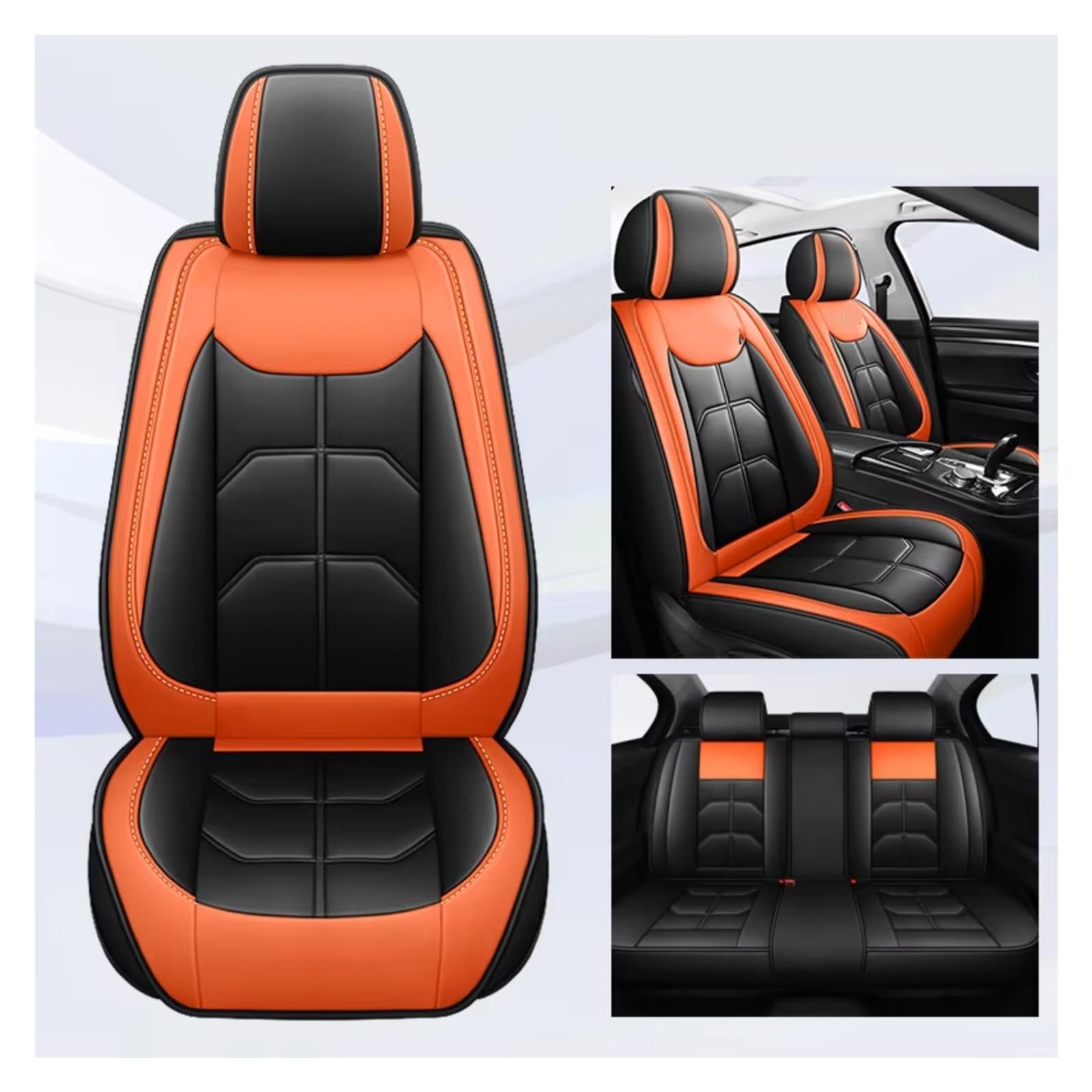 Autositzbezüge Für Chevrolet Für Cruze Für Blazer Für Captiva Für Camaro Für Aveo Für Malibu Für Equinox Auto Sitz Abdeckung Sitzbezüge Auto(G Black Orange 5 Seat) von Avfpra