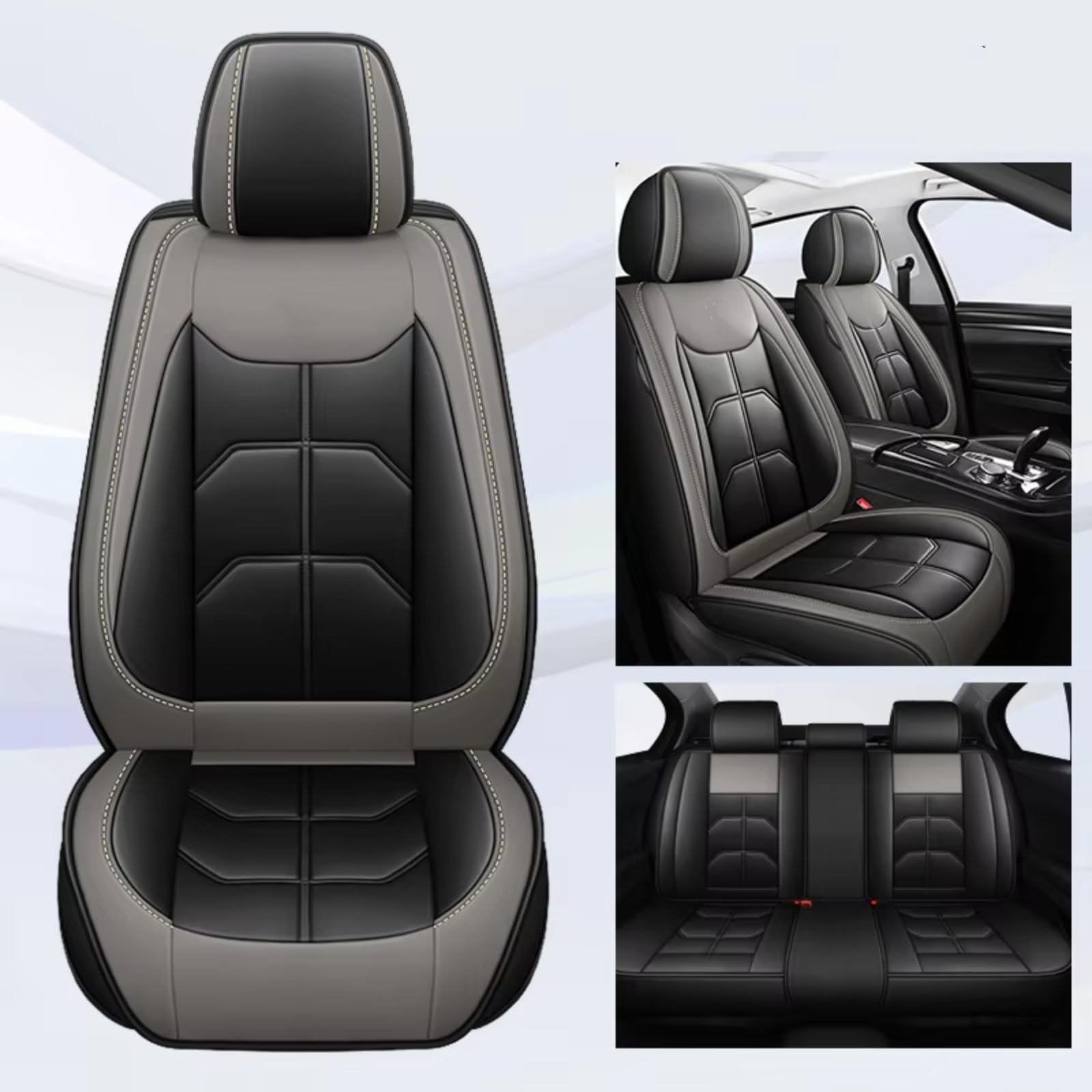 Autositzbezüge Für Citroen C4 Für Picasso C3 C5 C6 DS4 DS5 DS6 DS7 Auto Sitzbezug Sitzbezüge Auto(H Black Grey 5 Seat) von Avfpra