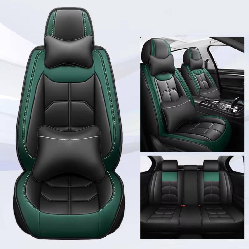 Autositzbezüge Für Ford Für Focus MK2 Für Edge Für Explorer Für Ecosport Für Escape Für Ausflug Für Everest Auto Innen Sitz Abdeckung Sitzbezüge Auto(K Black Green 5 Seat) von Avfpra