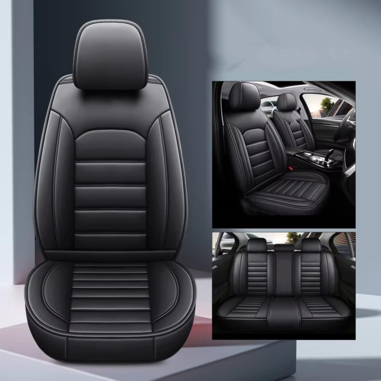 Autositzbezüge Für Hyundai Für Genesis Für Veracruz Für Matrix Für Coupe Für Azera Auto Innen Details Seat Protector Auto Sitz Abdeckung Sitzbezüge Auto(B Black 5seat) von Avfpra