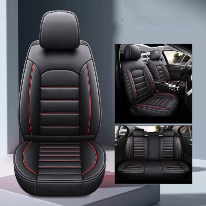 Autositzbezüge Für Hyundai Für Genesis Für Veracruz Für Matrix Für Coupe Für Azera Auto Innen Details Seat Protector Auto Sitz Abdeckung Sitzbezüge Auto(C Black red 5seat) von Avfpra