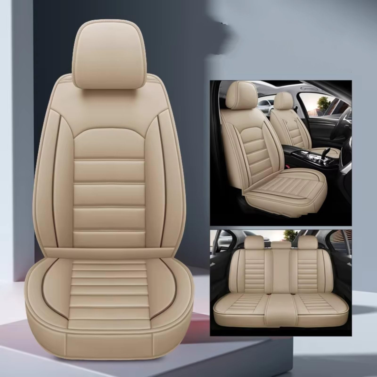 Autositzbezüge Für Hyundai Für Genesis Für Veracruz Für Matrix Für Coupe Für Azera Auto Innen Details Seat Protector Auto Sitz Abdeckung Sitzbezüge Auto(F Beige 5seat) von Avfpra