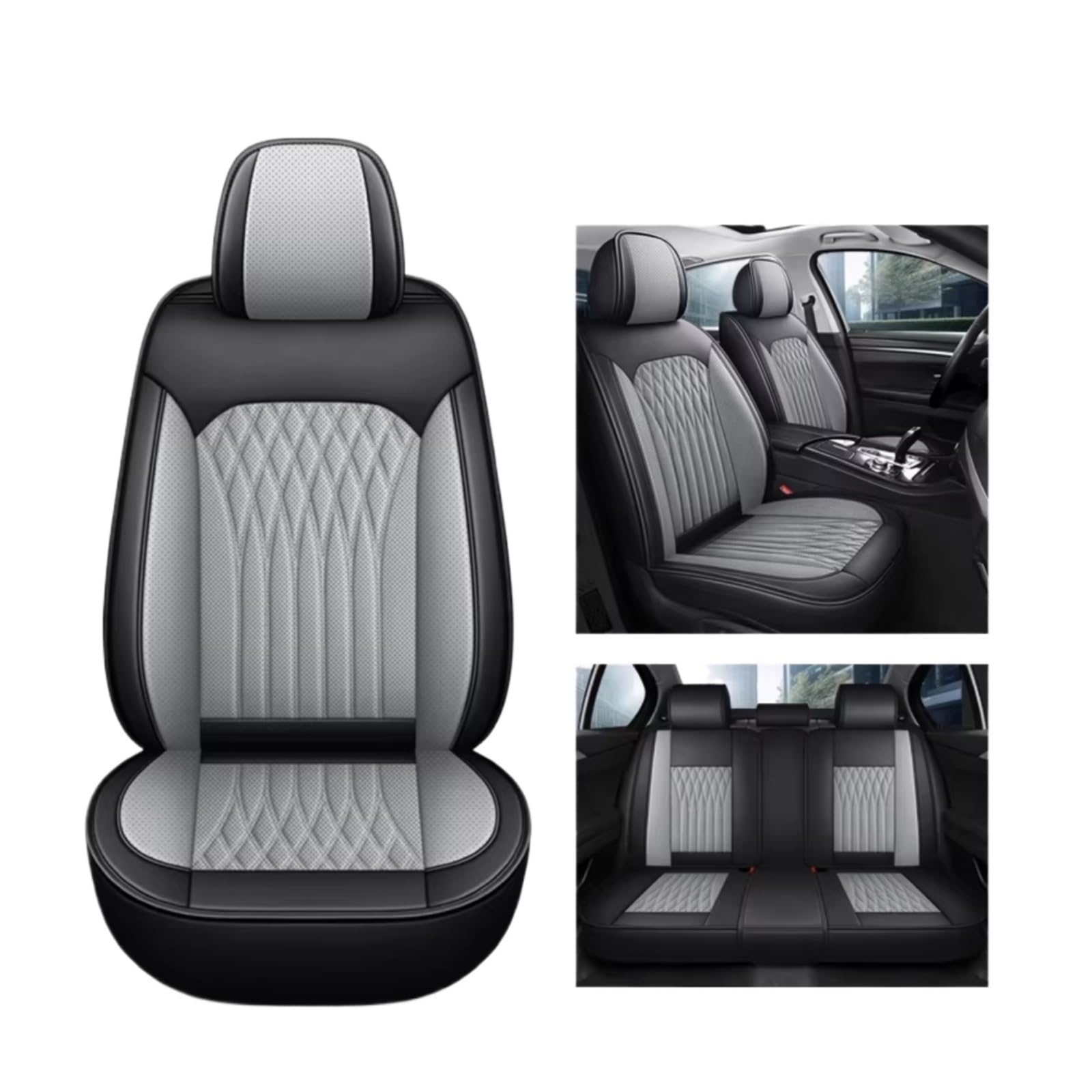 Autositzbezüge Für Hyundai I30 I40 Für Tucson Für Solaris Für Sonata Für Creta Für Encino Für Elantra Ix25 Ix35 Für Kona 5D Autositzbezüge Sitzbezüge Auto(D Black Gary 5 Seats) von Avfpra