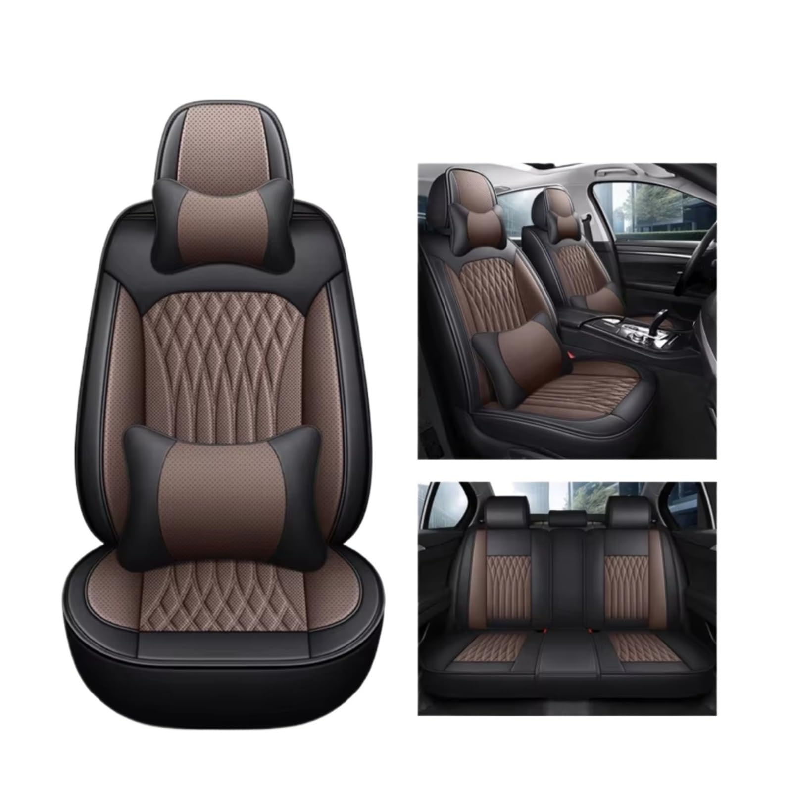 Autositzbezüge Für Hyundai I30 I40 Für Tucson Für Solaris Für Sonata Für Creta Für Encino Für Elantra Ix25 Ix35 Für Kona 5D Autositzbezüge Sitzbezüge Auto(H Black Coffee 5 Seats) von Avfpra