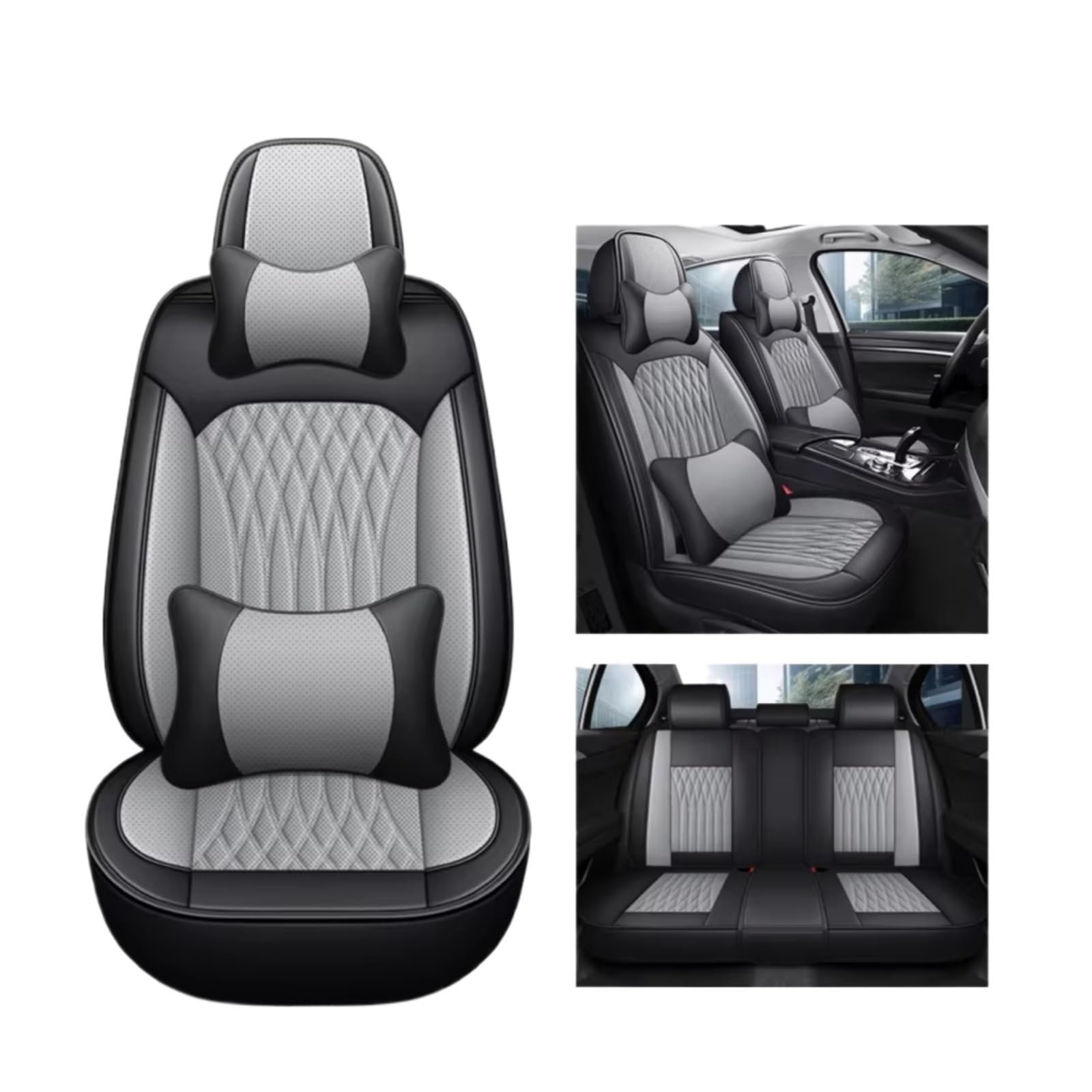 Autositzbezüge Für Hyundai I30 I40 Für Tucson Für Solaris Für Sonata Für Creta Für Encino Für Elantra Ix25 Ix35 Für Kona 5D Autositzbezüge Sitzbezüge Auto(J Black Gary 5 Seats) von Avfpra