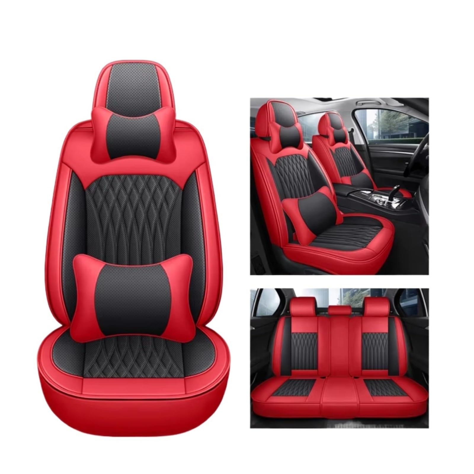 Autositzbezüge Für Hyundai I30 I40 Für Tucson Für Solaris Für Sonata Für Creta Für Encino Für Elantra Ix25 Ix35 Für Kona 5D Autositzbezüge Sitzbezüge Auto(M Black red 5 Seats) von Avfpra