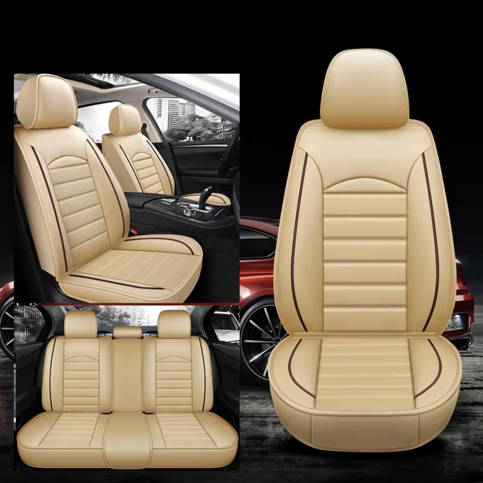 Autositzbezüge Für MG ZS GT HS Für RX5 Für MG5 Für MG6 Auto Zubehör Innen Details Seat Protector Auto Sitz Abdeckung Sitzbezüge Auto(C Beige 5 Sea) von Avfpra