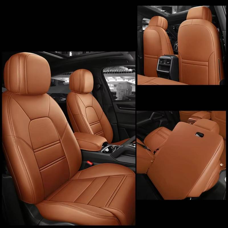 Autositzbezüge Für Mitsubishi Für ASX Für Lancer Für Outlander 2023 Für Pajero Für Sport Leder Pu Auto Sitz Abdeckung Sitzbezüge Auto(K 5Pcs-Brown) von Avfpra