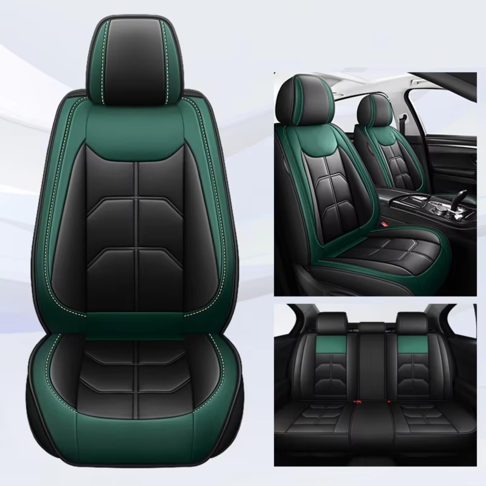 Autositzbezüge Für Mitsubishi Für Outlander ASX Für Eclipse Für Cross Für Lancer Für Pajero Für Sport Auto Sitzbezug Sitzbezüge Auto(E Black Green 5 Seat) von Avfpra