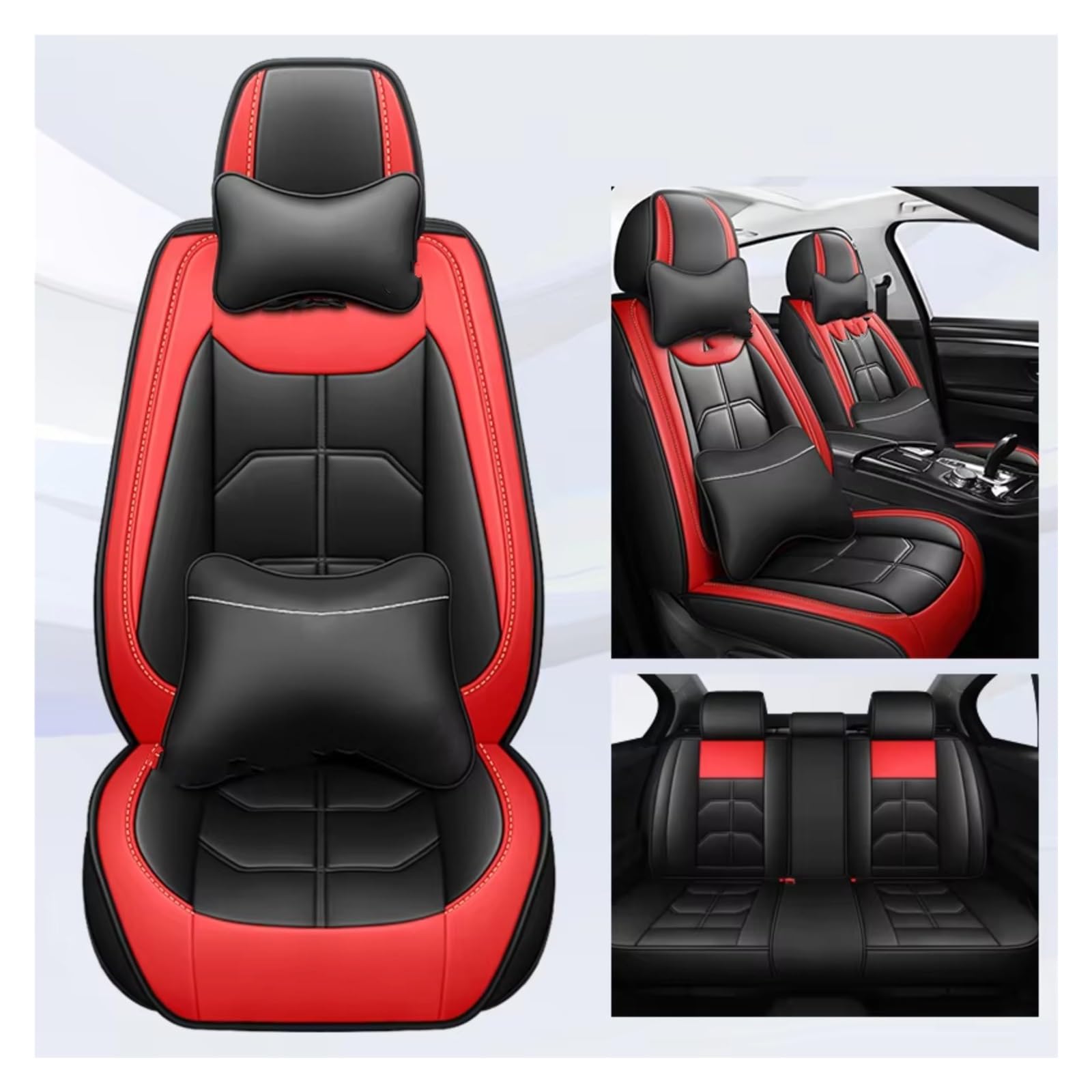 Autositzbezüge Für Mitsubishi Für Outlander ASX Für Eclipse Für Cross Für Lancer Für Pajero Für Sport Auto Sitzbezug Sitzbezüge Auto(J Black Red 5 Seat) von Avfpra