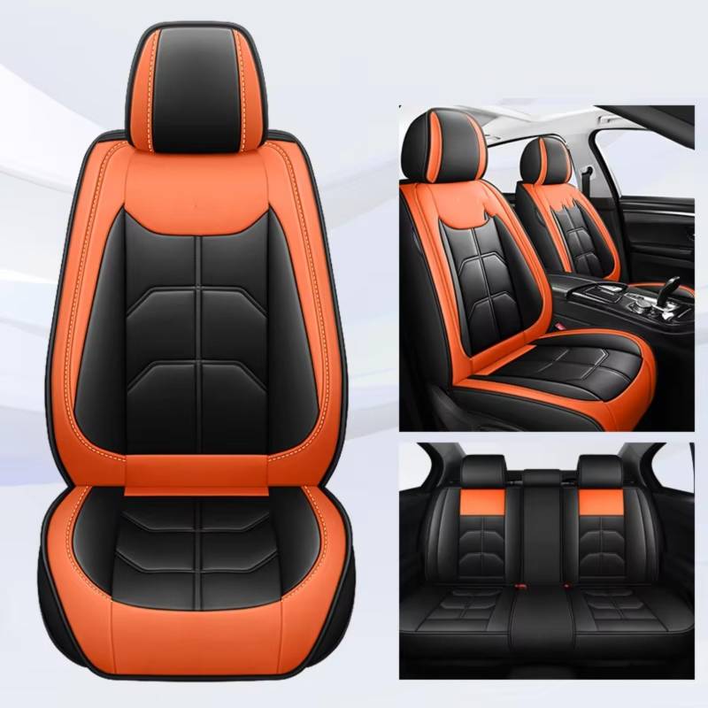 Autositzbezüge Für Nissan Für X-Trail Für Versa Für Sulphy Für Teana Für Sentra Für Maxima Für Murano Für Rogue Sport Auto Sitz Abdeckung Sitzbezüge Auto(G Black Orange 5 Seat) von Avfpra