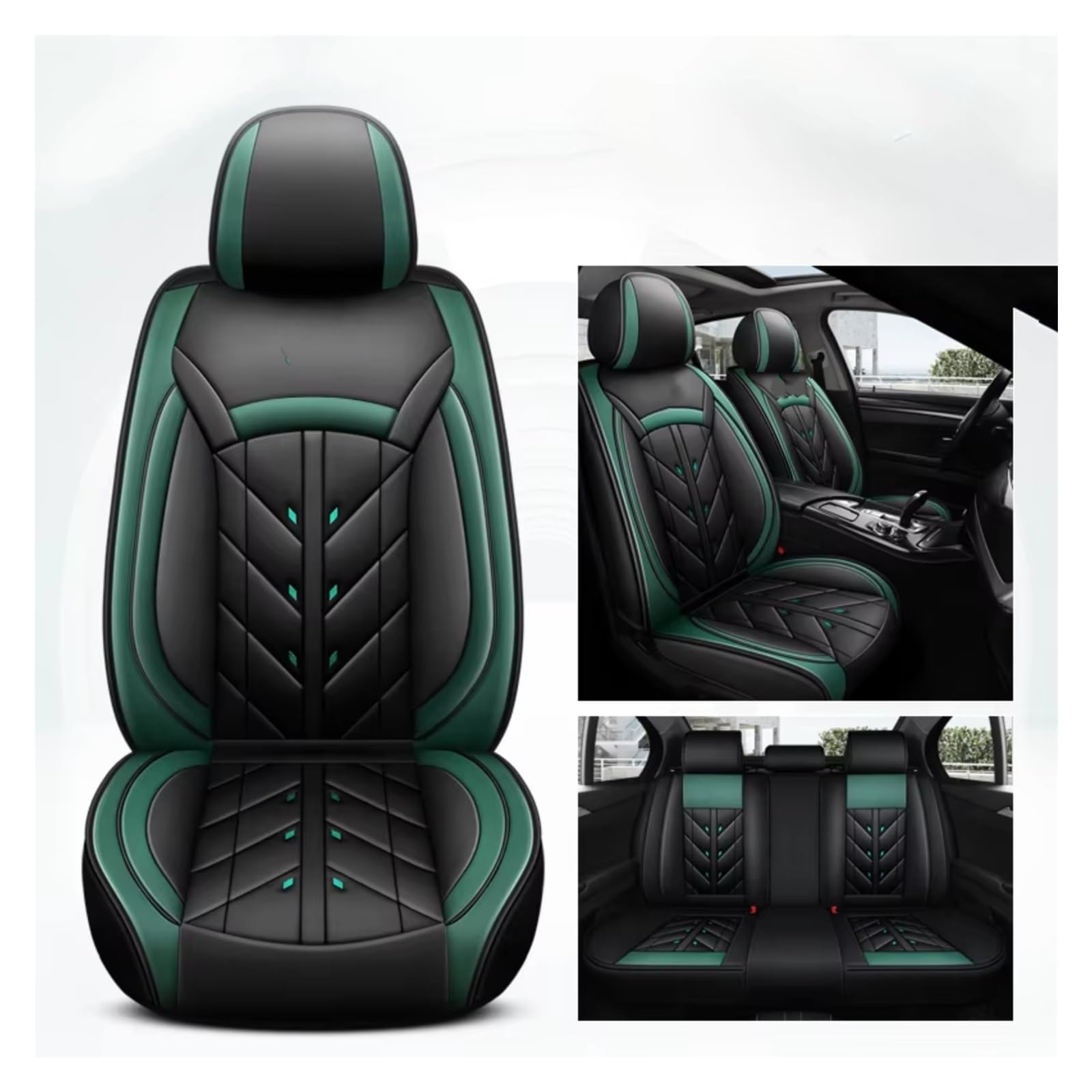 Autositzbezüge Für Peugeot Alle Automodelle 206 307SW 308 407 408 508sw 208 2008 3008 4008 5008 Autositzbezug Sitzbezüge Auto(B Black Green 5 Seats) von Avfpra