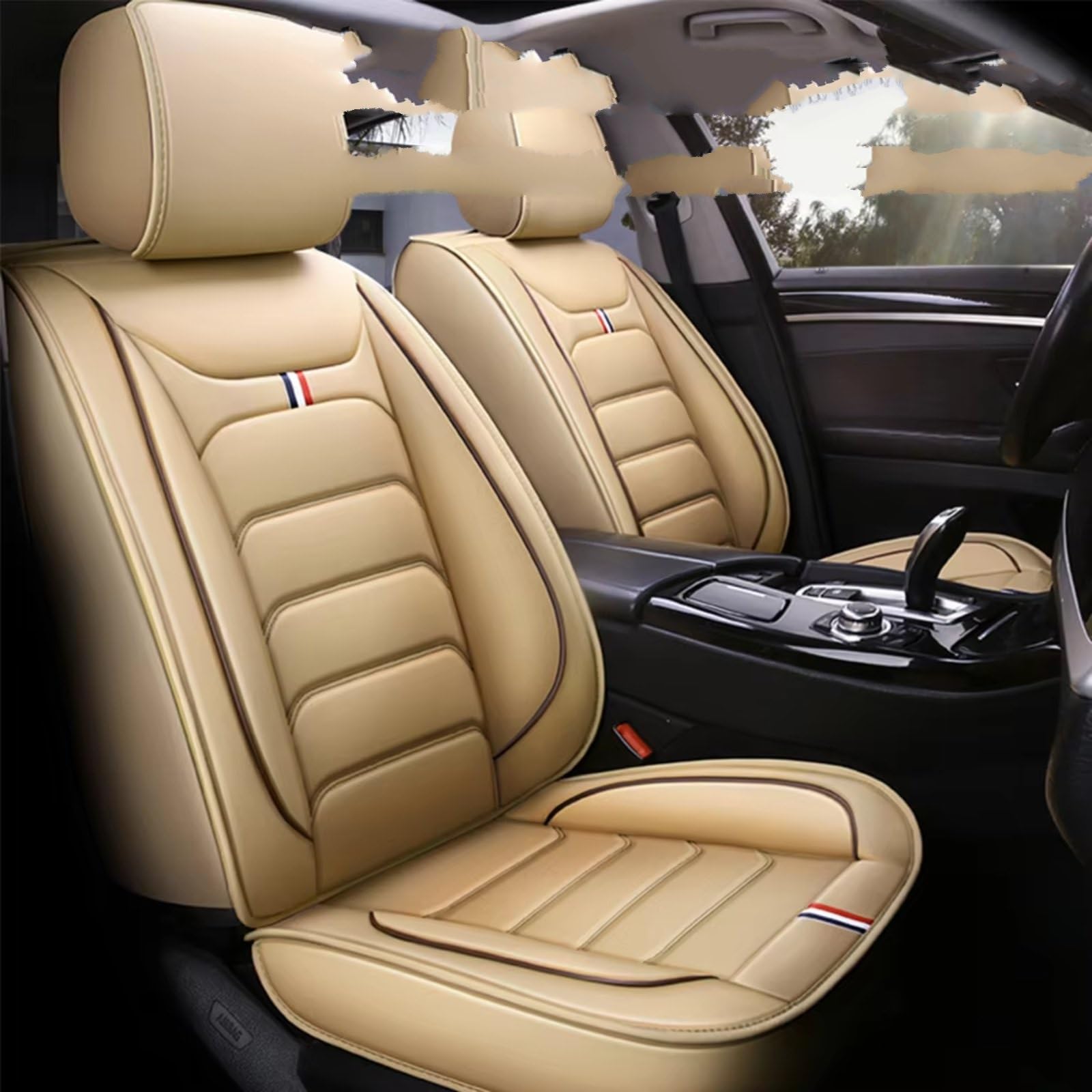 Autositzbezüge Für Polo Für Limousine Für Für Touran Für Touareg Für Passat B8 Für Jetta Auto Sitz Abdeckung Sitzbezüge Auto(G Beige Front) von Avfpra