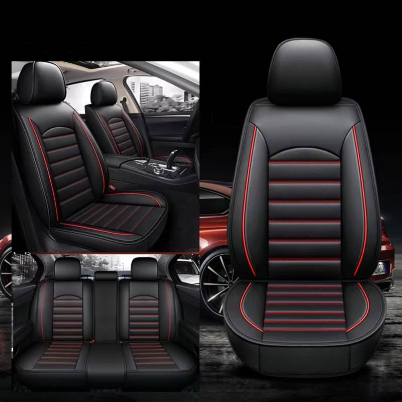 Autositzbezüge Für SEAT Für Leon Für Arona Für Ateca Für Tarraco Für Ibiza Für Alhambra Autositzbezug Sitzbezüge Auto(B Black Red 5 Seat) von Avfpra