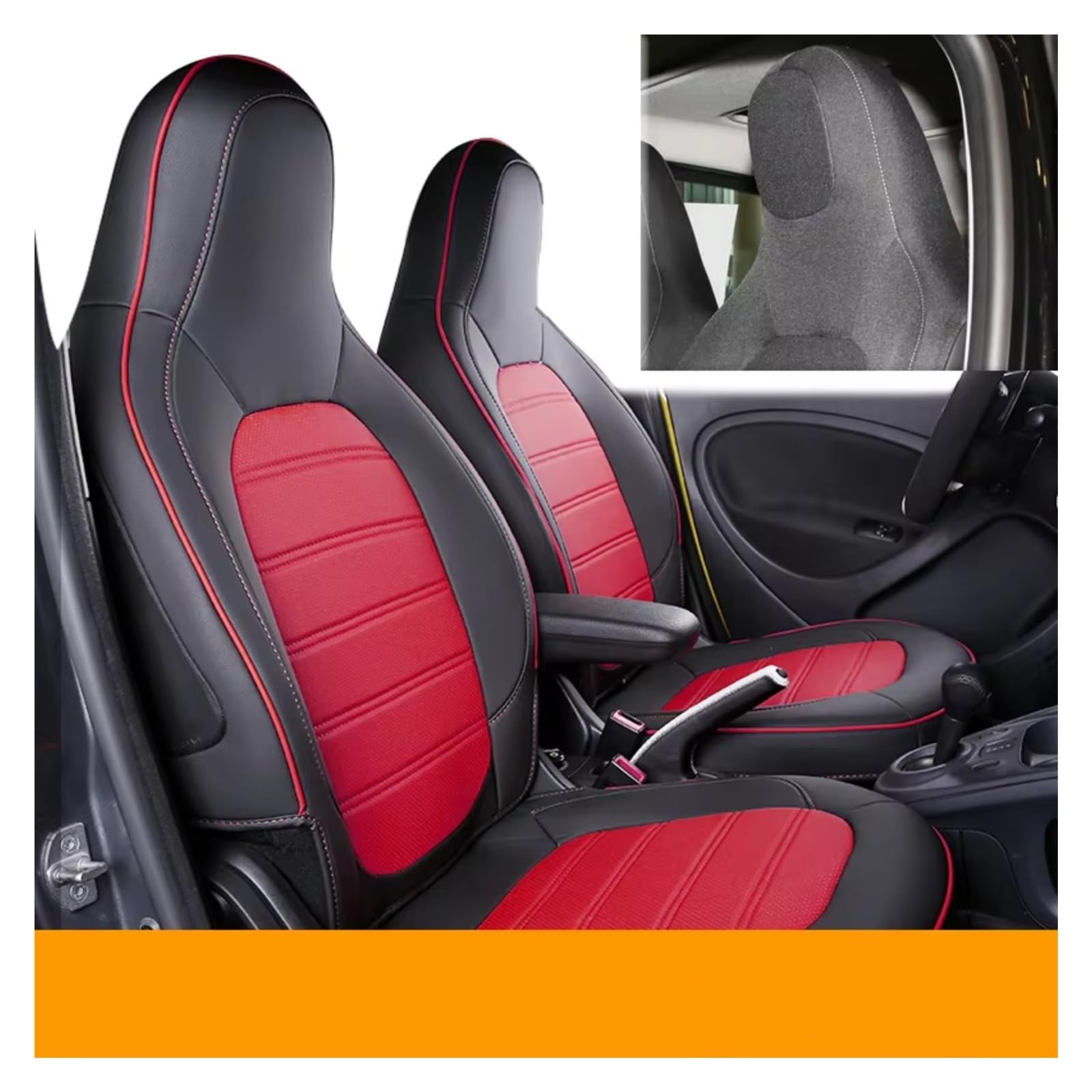 Autositzbezüge Für Smart 453 Für Fortwo Innen Zubehör Pad Matte Auto Sitz Abdeckung Vorne Auto Sitzkissen Covers Schutz Sitzbezüge Auto(D 15-18 Black Red) von Avfpra