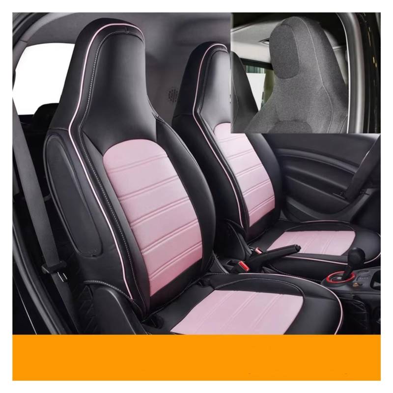 Autositzbezüge Für Smart 453 Für Fortwo Innen Zubehör Pad Matte Auto Sitz Abdeckung Vorne Auto Sitzkissen Covers Schutz Sitzbezüge Auto(F 15-18 Black Pink) von Avfpra