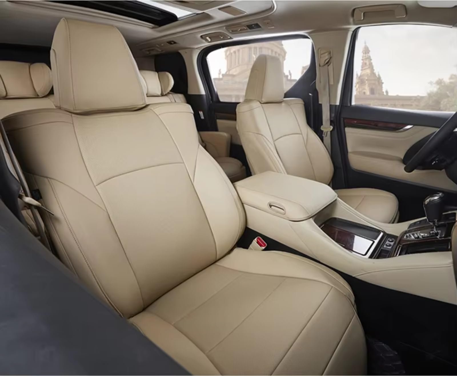 Autositzbezüge Für Toyota 2015-2022 Für Alphard 2019-2022 Für Vellfire 7 Sitze Autositzbezüge Sitzbezüge Auto(Beige) von Avfpra