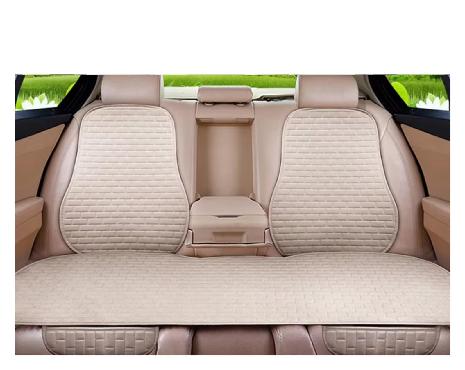 Autositzbezüge Universal Auto Sitz Schutz Pad Auto Sitz Abdeckung Vorne/Hinten Sitz Abdeckung Automobil Kissen Pad Matte Rückenlehne Sitzbezüge Auto(N Beige Rear-1pcs) von Avfpra