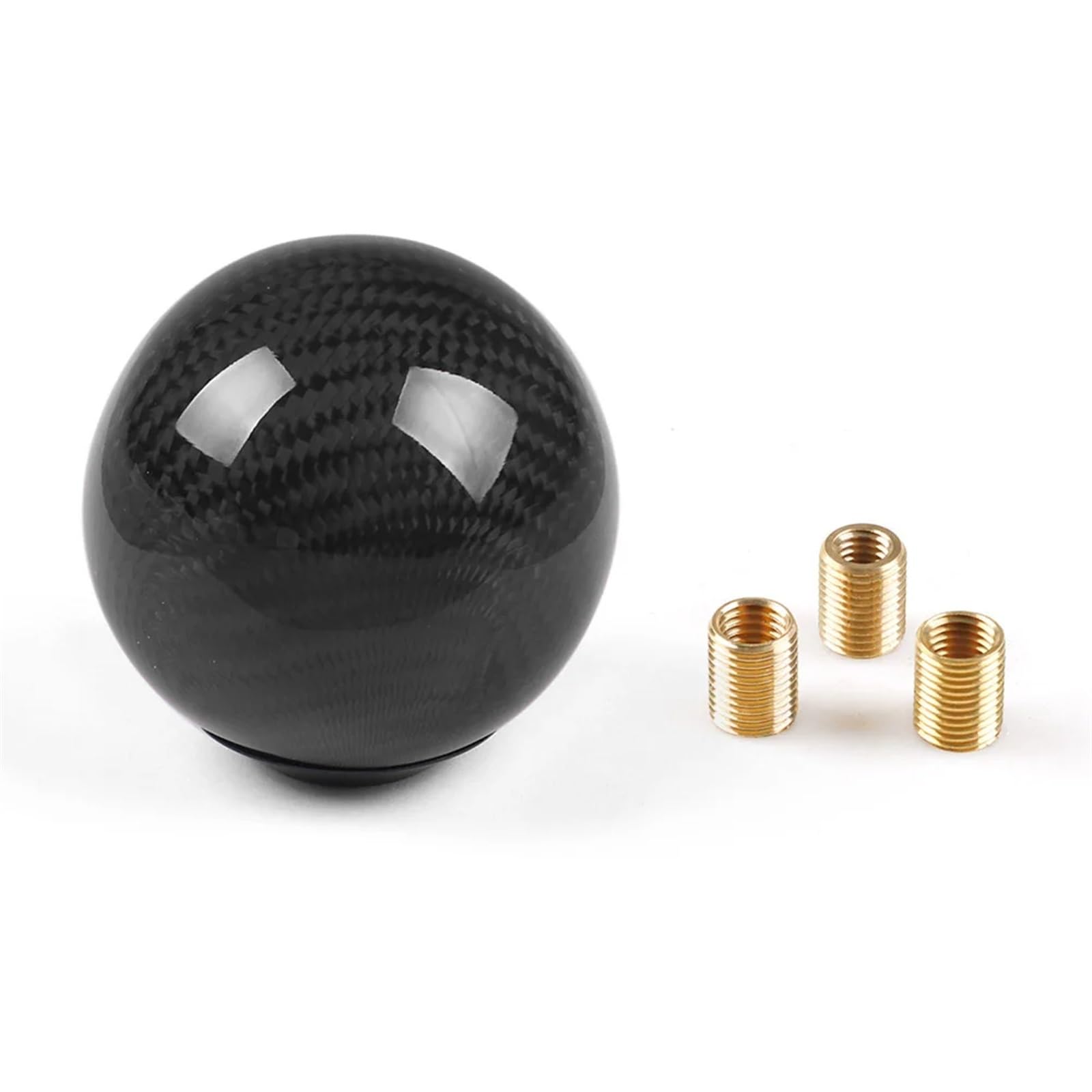 Avfpra Knauf Schaltknopf Universal Auto Schaltknauf Shifter Hebel Runde Ball Form Carbon Faser Schalthebelkopf(Schwarz) von Avfpra