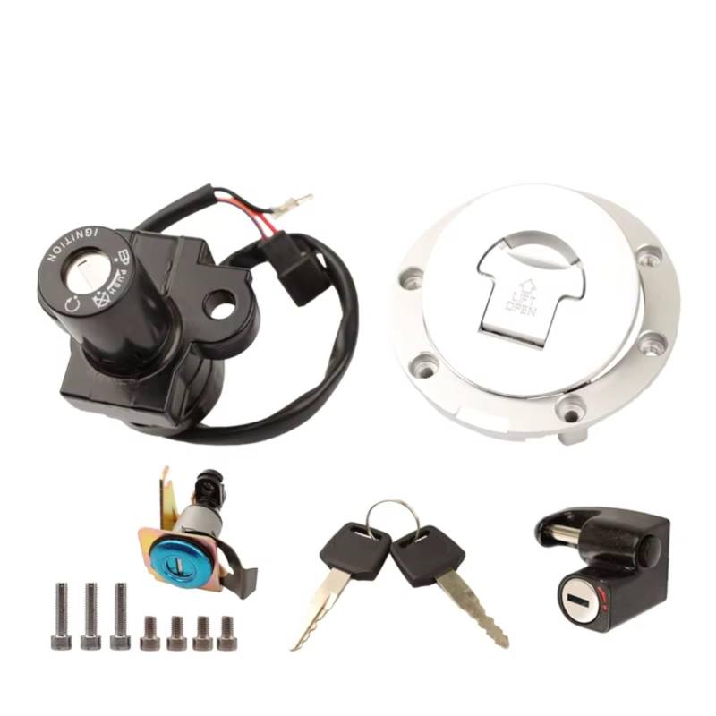 Avfpra Zündschlüssel Schalter Für VT250 CB400 92-98 CB-1 Für VFR400 NC30 NC35 Für BROS 400 Motorrad Straße Zündschloss Lock Key Set Gas Tank Kappe Abdeckung Motorrad-Zündschalter(Type B) von Avfpra