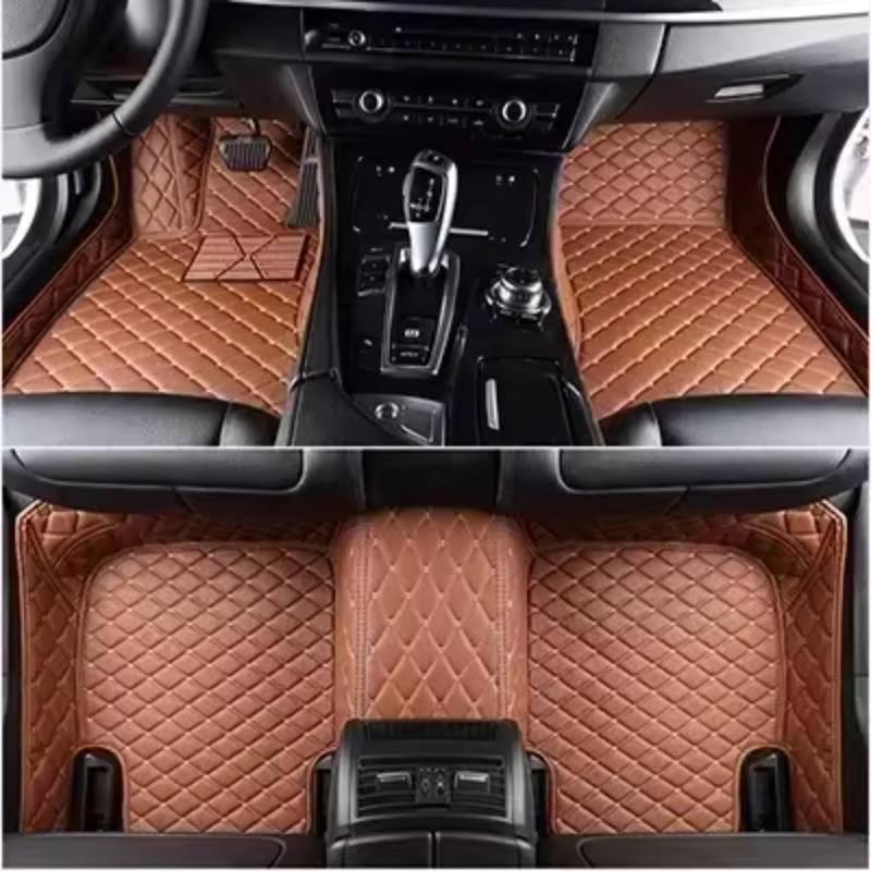 fussmatten Auto Für FIAT 500 500X 2011–2012, individuelle 3D-Auto-Fußmatten mit vollständiger Abdeckung, Innenteppich Auto fußmatten(Brown 5 Seat) von Avfpra