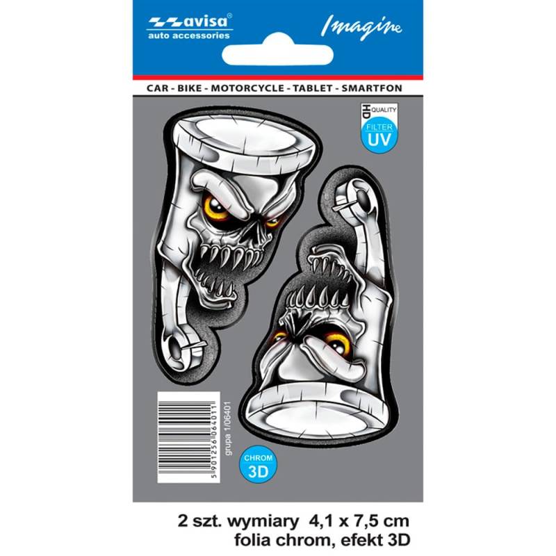 AutoTattoo Aufkleber Angry Valves 3D Chrome - 4,1 x 7,5 cm von Avisa