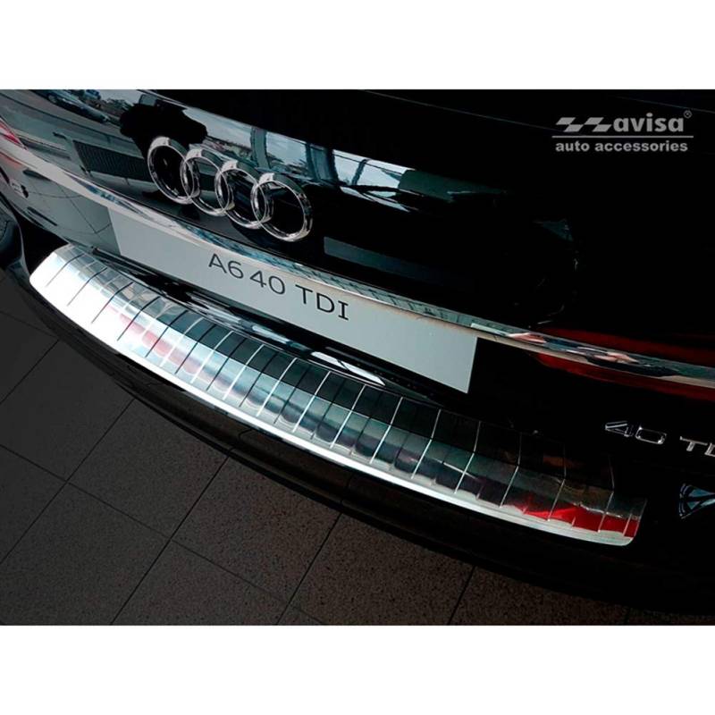Edelstahl Heckstoßstangenschutz kompatibel mit Audi A6 (C8) Avant 2018- 'Ribs' inkl. S-Line von Avisa