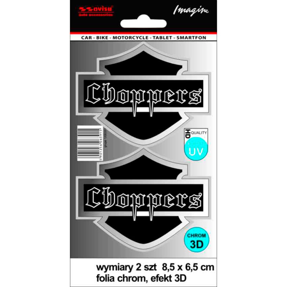 Avisa AutoTattoo Aufkleber Choppers 3D Chrome - 8,5 x 6,5cm, Schwarz von Avisa