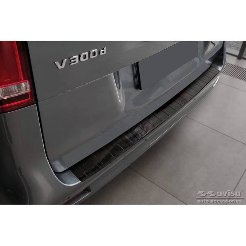 Avisa Echtes 3D Karbon Heckstoßstangenschutz kompatibel mit Mercedes Vito/V-Klasse 2014-2019 & Facelift 2019- 'Ribs' von Avisa