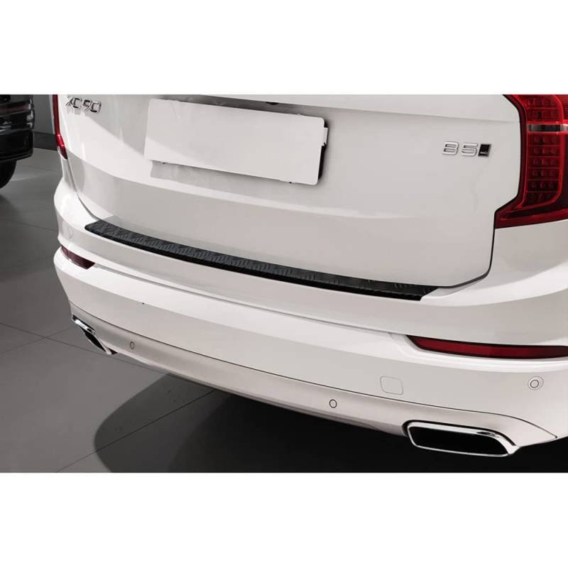 Avisa Matt-Schwarz Aluminium Heckstoßstangenschutz kompatibel mit Volvo XC90 II 2015-2019 & Facelift 2019- 'Riffled Plate' von Avisa