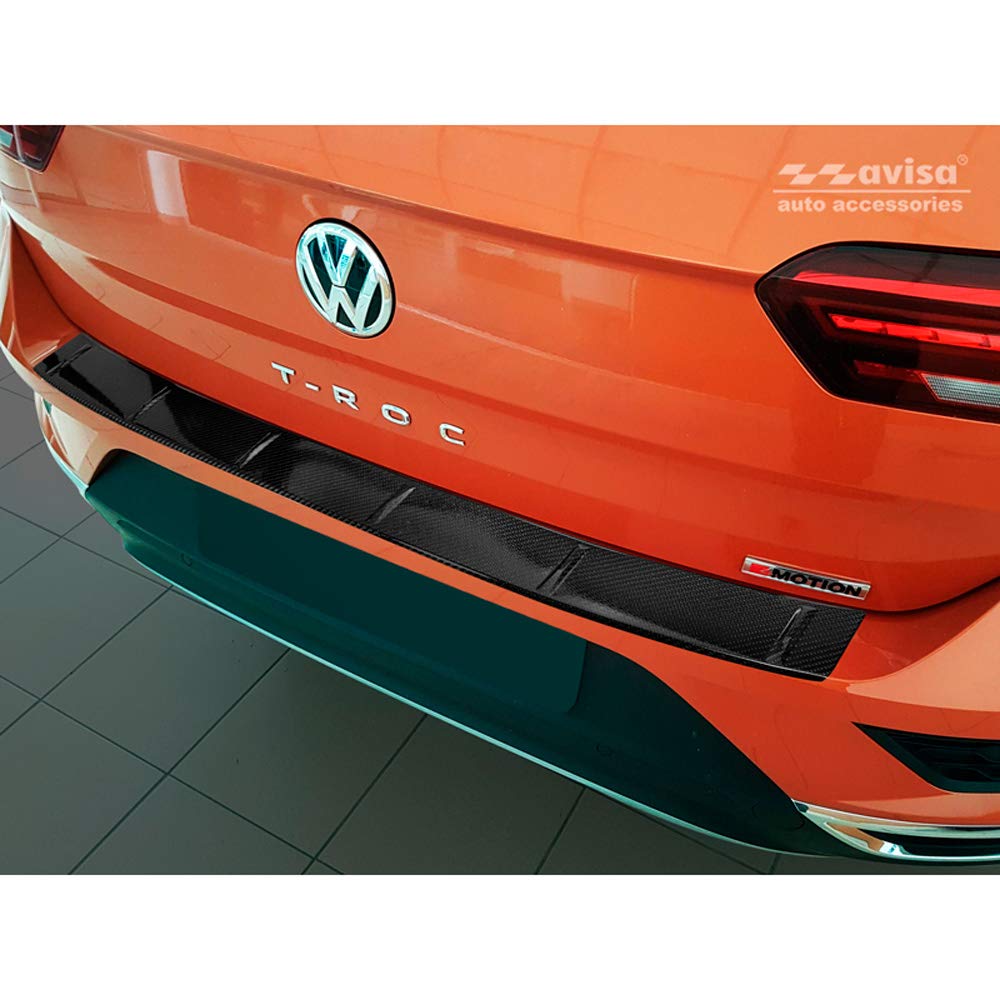 Echtes 3D Karbon Heckstoßstangenschutz kompatibel mit Volkswagen T-Roc 2017- inkl. Cabrio von Avisa