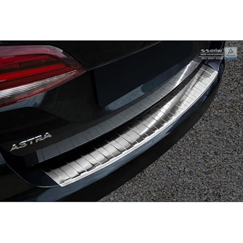 Edelstahl Heckstoßstangenschutz kompatibel mit Opel Astra K Sportstourer 2015-2022 'Ribs' von Avisa