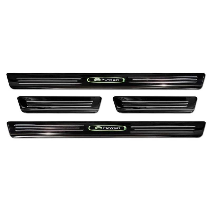 Black Inox door sill protectors compatible with Volkswagen ID.5 2021- 'E-Power' - 4-pieces von Avisa